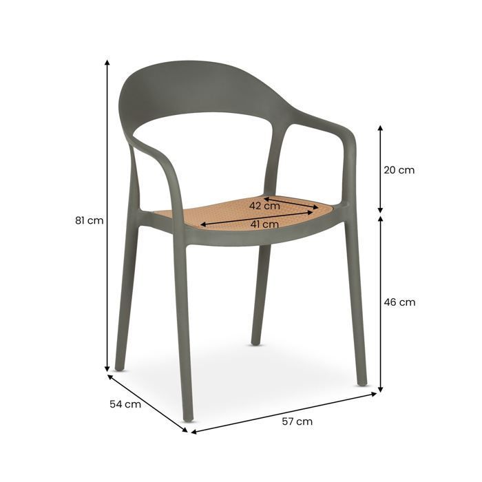 Set tavolo e sedie da giardino LAVANDA grigi, impilabili, resistenti alle intemperie e ai raggi UV.