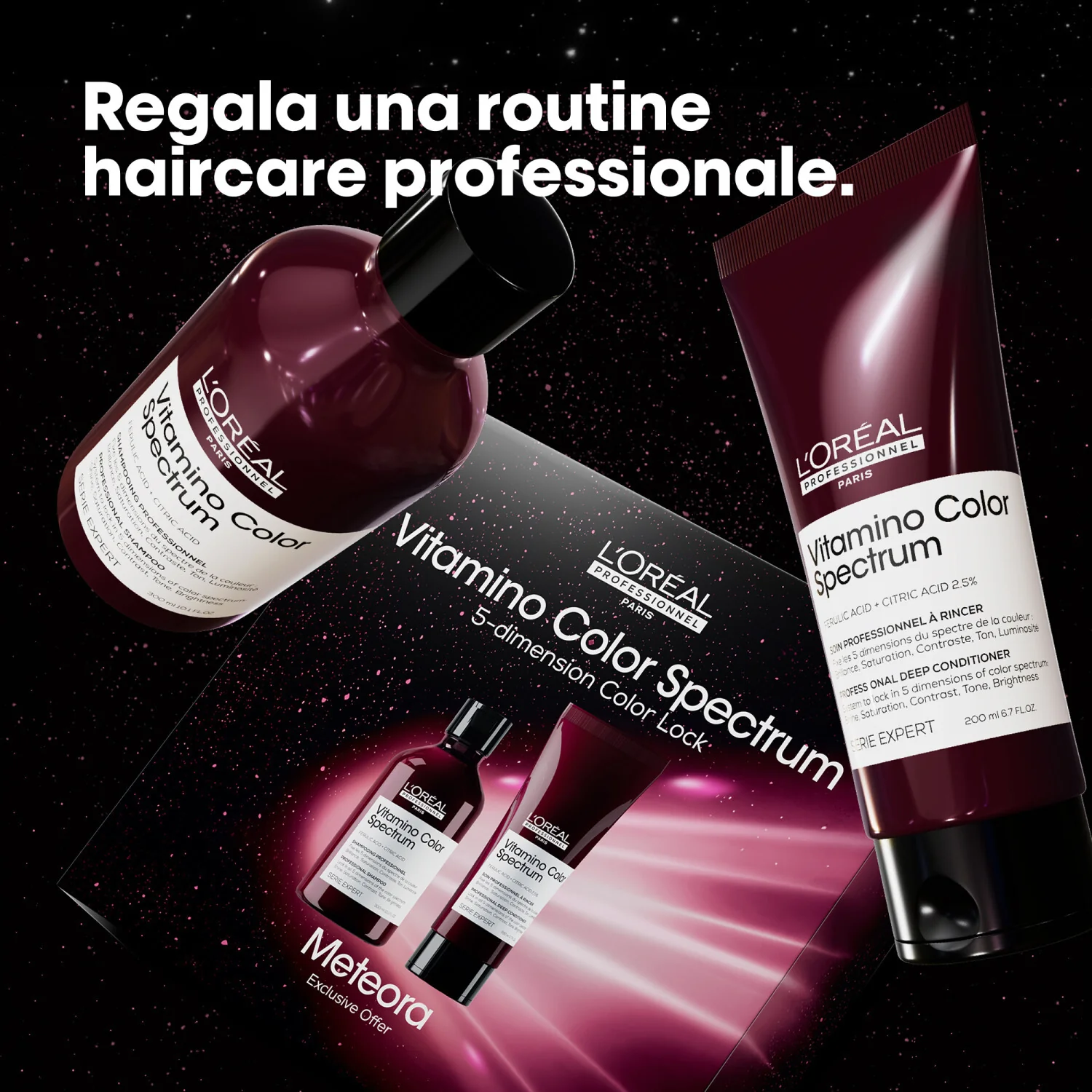 SERIE EXPERT New Cofanetto Natale Vitamino Color Spectrum Shampoo + Conditioner - Cofanetti per Capelli, Shampoo Protezione Colore, Balsamo Protezione Colore Capelli