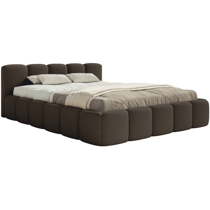 Cama tapizada – Cloudy Low – 200x200 cm – marrón