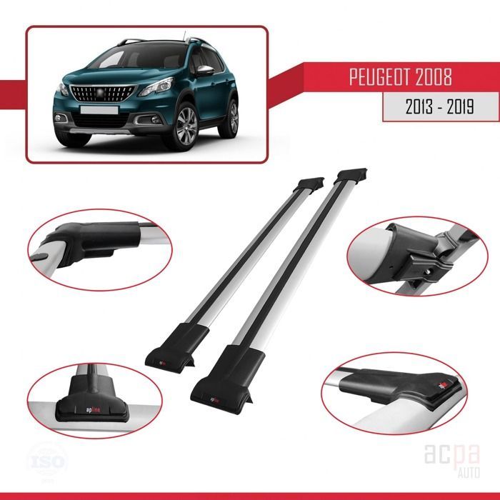Barras de techo para Peugeot 2008 2013-2019, modelo FLY, portaequipajes para coche - Gris