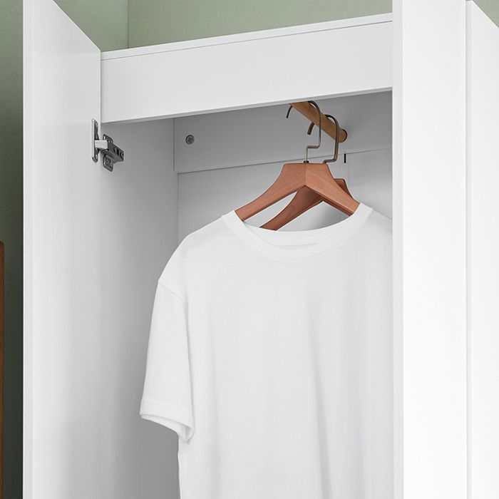 SoBuy Armoire Dressing 2 Portes avec Penderie et Étagères, Placard Rangement pour Chambre ou Entrée, 61x30x192 cm, Blanc