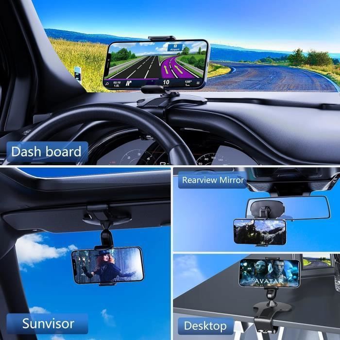 Soporte para teléfono de coche, rotación universal de 360 grados, para salpicadero y parabrisas, compatible con teléfonos.