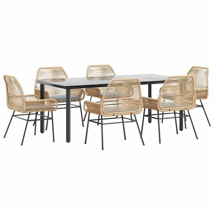 Conjunto de comedor de jardín en poliratán - vidaXL - 7 piezas - Mesa 200x100x74 cm - Sillas 57x60x86 cm