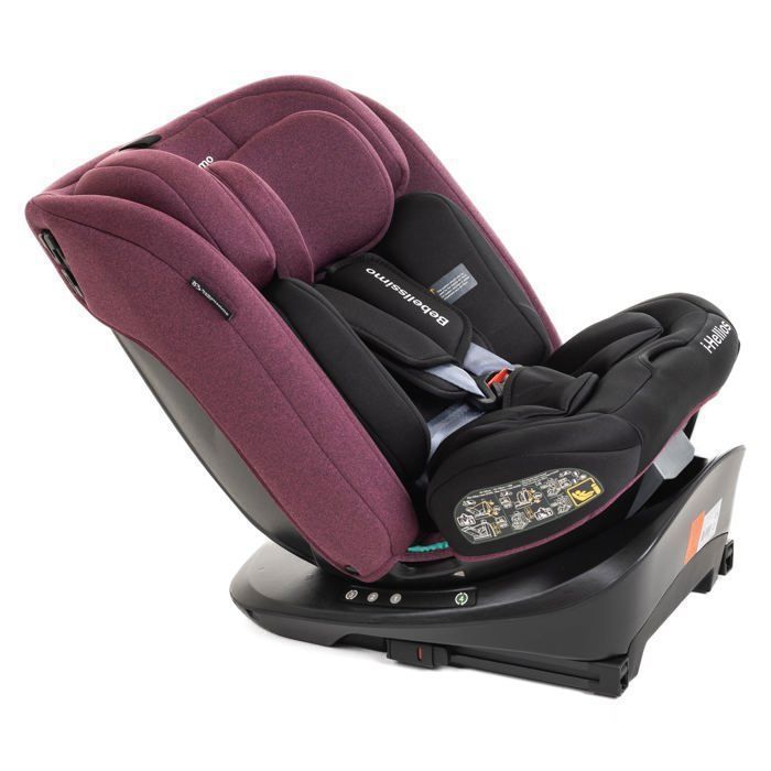 BEBELISSIMO - Seggiolino auto Isofix - Girevole a 360° - 40-150 cm - (0-36 kg) - Hellios - bordeaux/nero - R129 i-size