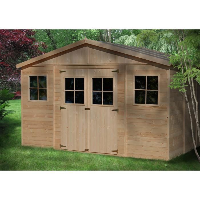 Caseta de jardín de madera TIMBELA de 11,91 m² - 418 x 320 cm - 17 mm de espesor - Construcción de paneles - M331