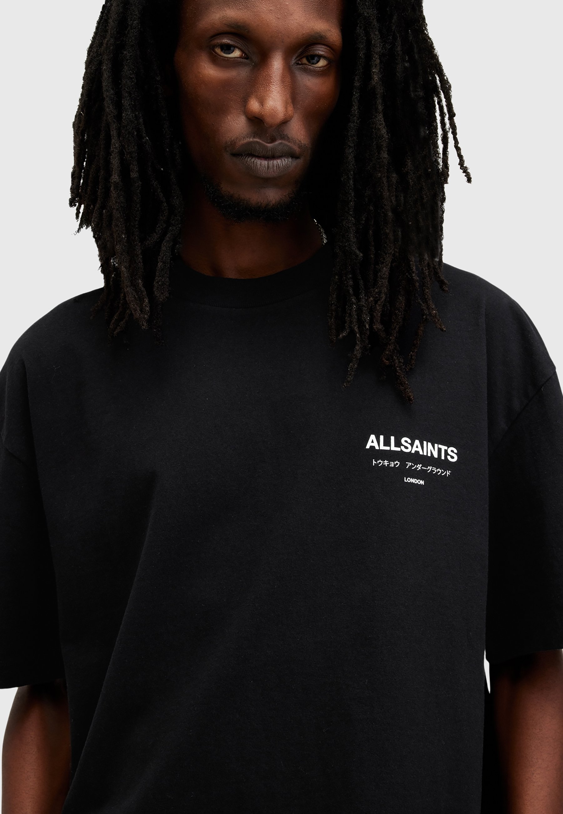 AllSaints UNDERGROUND CREW - T-shirt met print - gitzwart