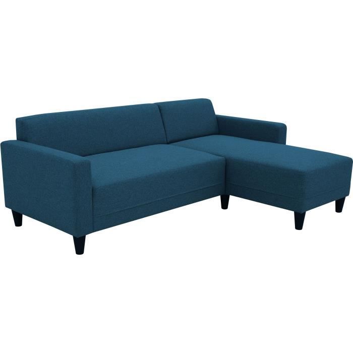 BOB 4-seater fixed corner sofa - Navy fabric - Reversible - W 197 x D 117 x H 65 cm