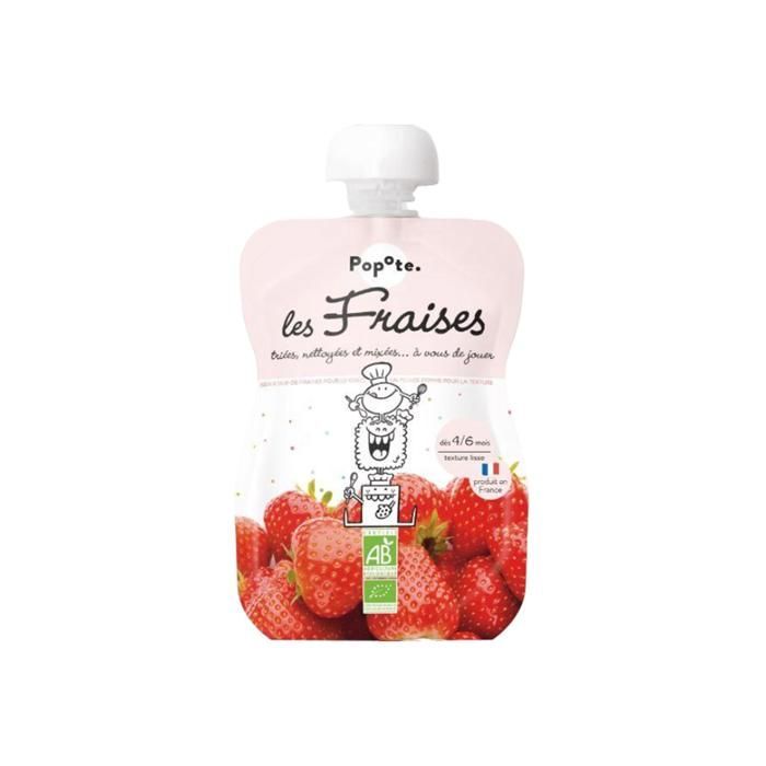 Popote Les Fraises, comida orgánica para bebés de 4 a 6 meses, 120 g