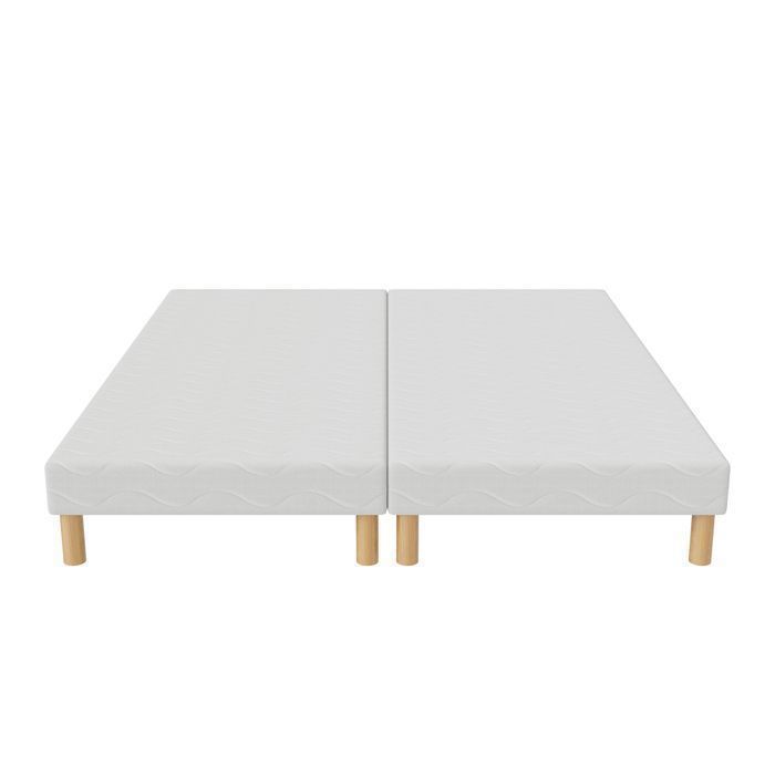 Sommier FIRST 180x200 (2x90x200)cm – 24 lattes pin massif – Pieds offerts – H30 cm – Tissu anti-acariens – Fabriqué en France