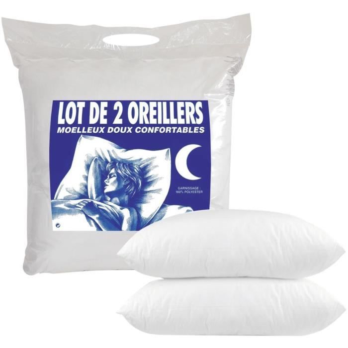 Set di 2 cuscini morbidi - 60 x 60 cm - Medio - Blu coccoloso - Bianco