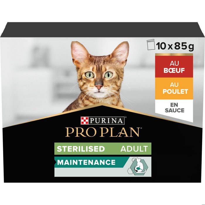PRO PLAN Adultos Ternera Pollo Esterilizado 10x85g Bolsitas para gatos adultos