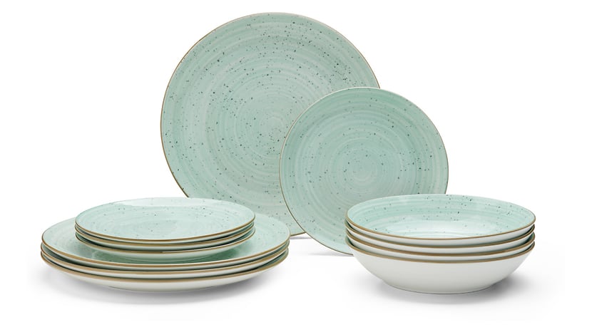 Komplet obiadowy porcelanowy Tina  12 el. miętowy