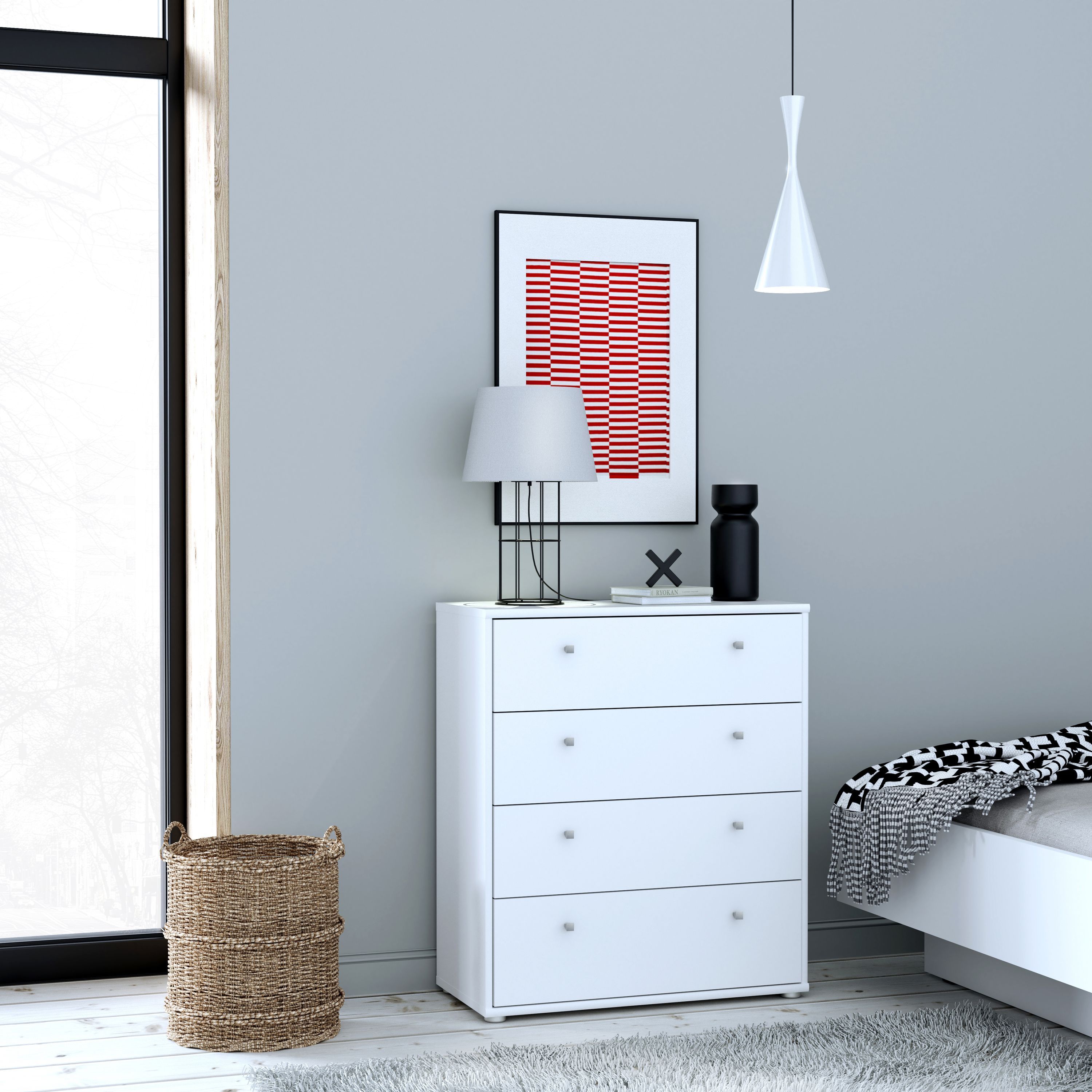 Cômoda TEMPRA com 4 gavetas - Acabamento branco - L 73,7 × P 34,8 × A 85,5 cm