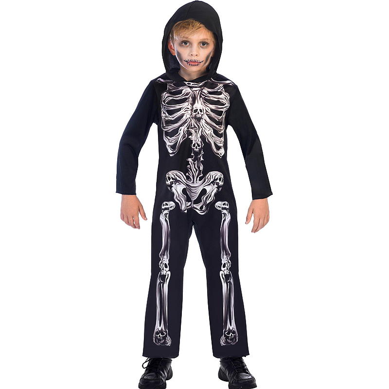 Costume di Halloween per bambini dai 12 ai 18 mesi, scheletro con cappuccio