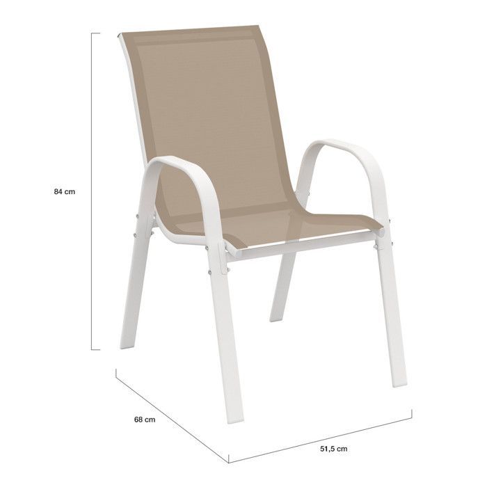 IDMARKET MADRID garden furniture set: 190cm table and 8 stackable chairs, white and beige