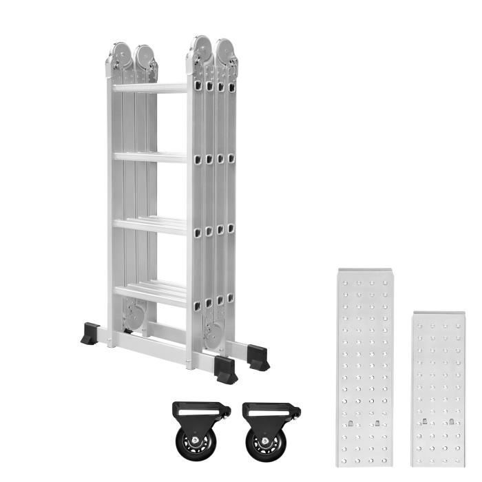 Escalera multifuncional 6 en 1 - XMTECH - 470 cm - Aluminio - Capacidad de carga de 150 kg - Plegable y portátil