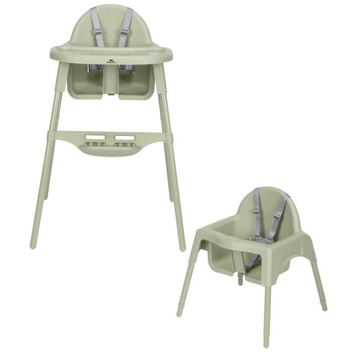 BEBECONFORT Meely 2-in-1 Baby High Chair, Converts into a Small Chair, From 6 Months to 3 Years (15kg), Mineral Green