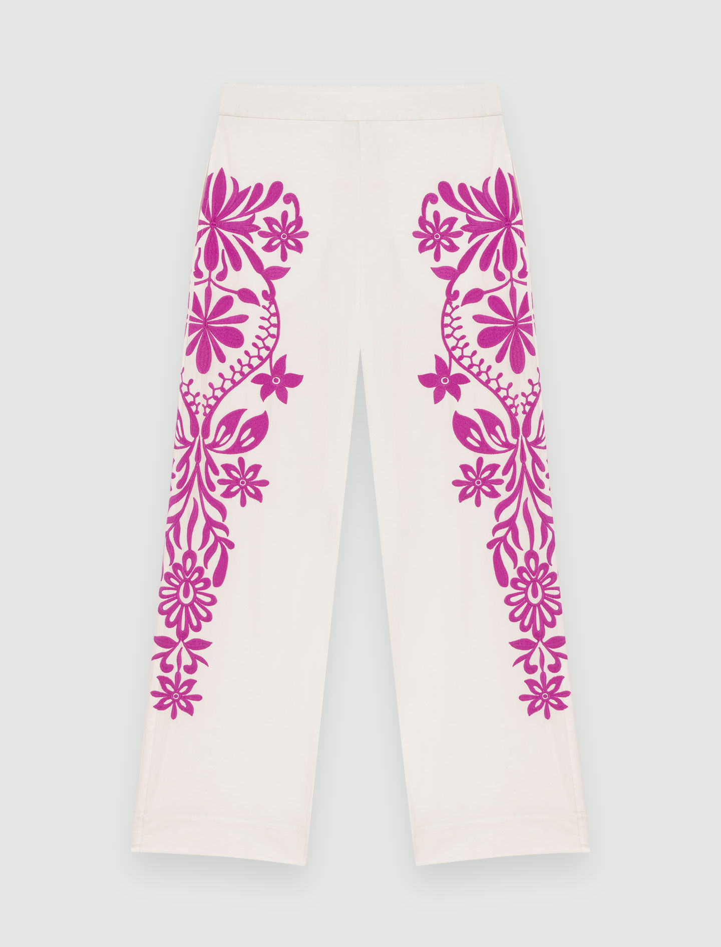 Pantaloni largi brodați - Alb