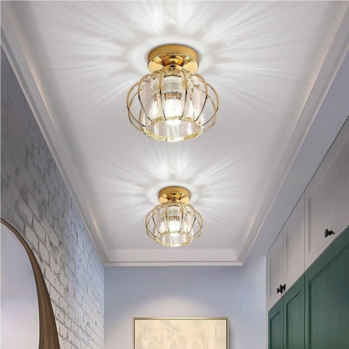 DORLINK Moderne Kristall-Deckenleuchte – Quadratisches Design – E27-Fassung, max. 40 W – Beleuchtung für Schlafzimmer oder Flur – Leuchtmittel nicht enthalten