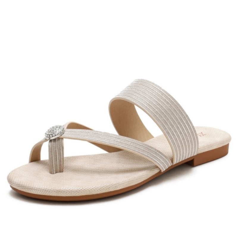 Sandales pour femmes, chaussures plates élégantes à talons hauts, collection été 2021, tongs en cristal pour l'extérieur, pantoufles et chaussures de plage pour femmes