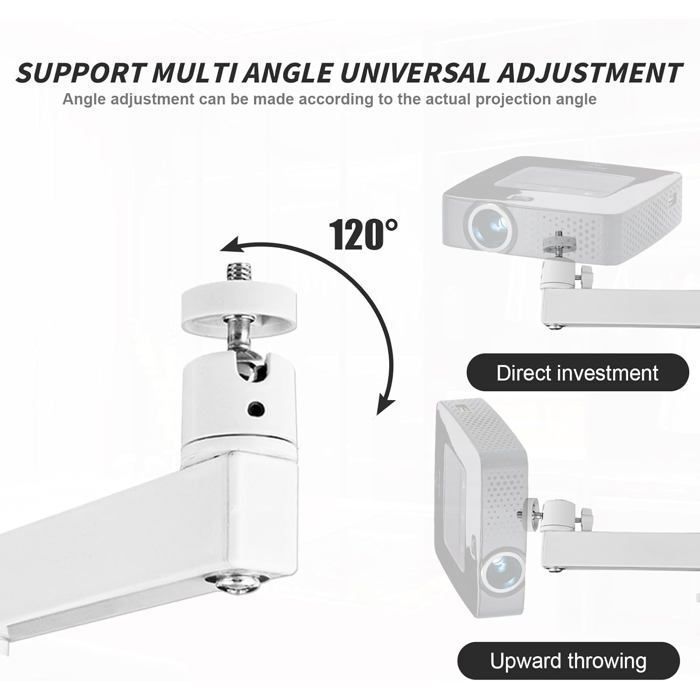 Soporte de techo plegable para proyector, soporte de techo ajustable con rotación de 360° para proyector, soporte de pared para estante de proyector