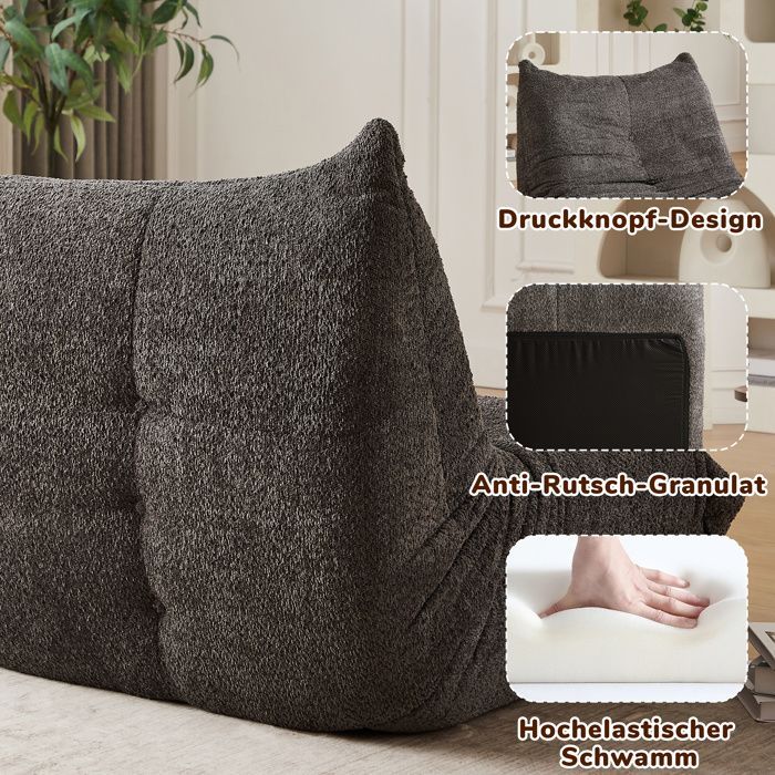 Zitzakstoel, Togo-stijl met traagschuim, eenvoudige bank voor woonkamer, slaapkamer en kantoor - 94x101x71cm, grijs