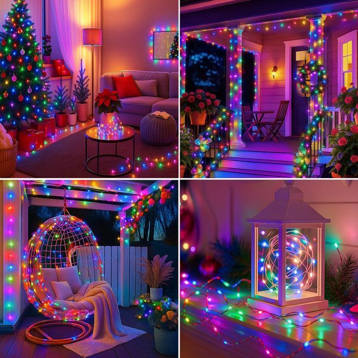Guirlandes lumineuses Noël Extérieur Multicolore IP44 30m 300LEDs,8 effets,Timer 6h/18h,Basse tension,Parfait pour murs/arbres