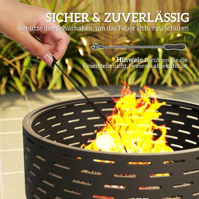 Brasero 3 en 1 - Ø60x39 cm - Acero inoxidable - Gris carbón - Brasero, barbacoa y mesa
