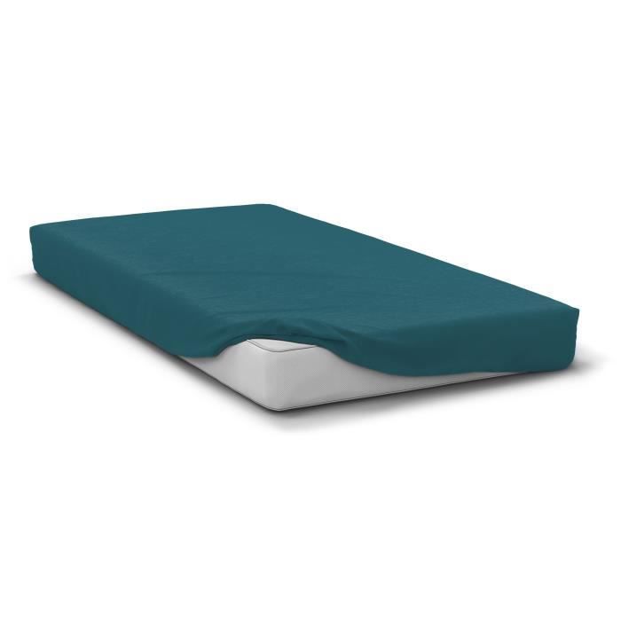 Sábana bajera ajustable - HOME LINGE PASSION - HP72117 - microfibra de 82 g - 180 x 200 cm - bolsillo profundo de 30 cm - Azul pato