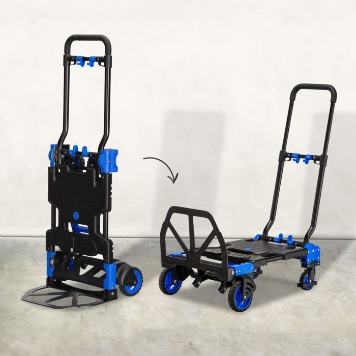 Diable, chariot 2 en 1 pliable 4 roues - Charge 137 kg - Linxor