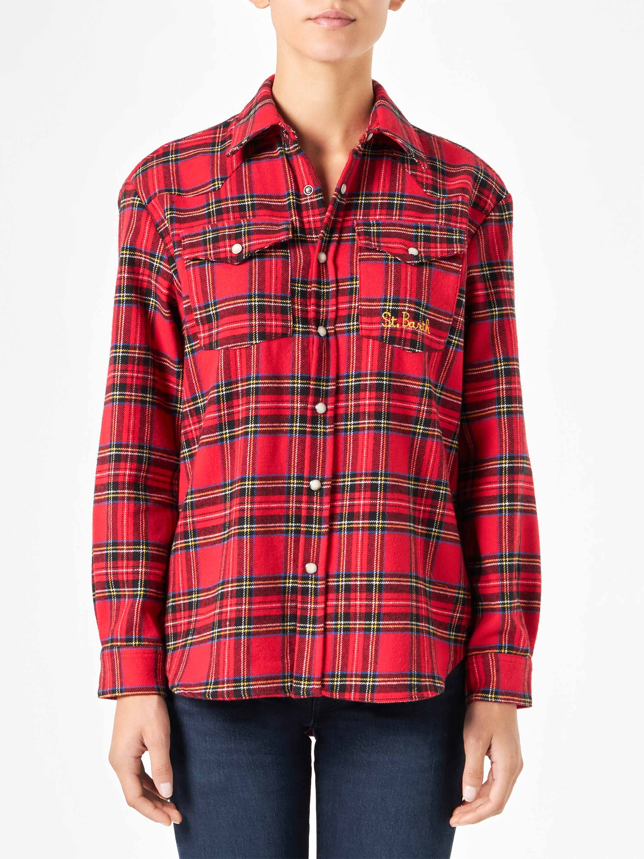 Camisa de franela de manga larga para mujer