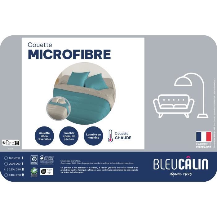 Piumino in microfibra - 240 x 220 cm - BLUE CALIN - Caldo - 400 g/m² - Bicolore Agata / Pepe
