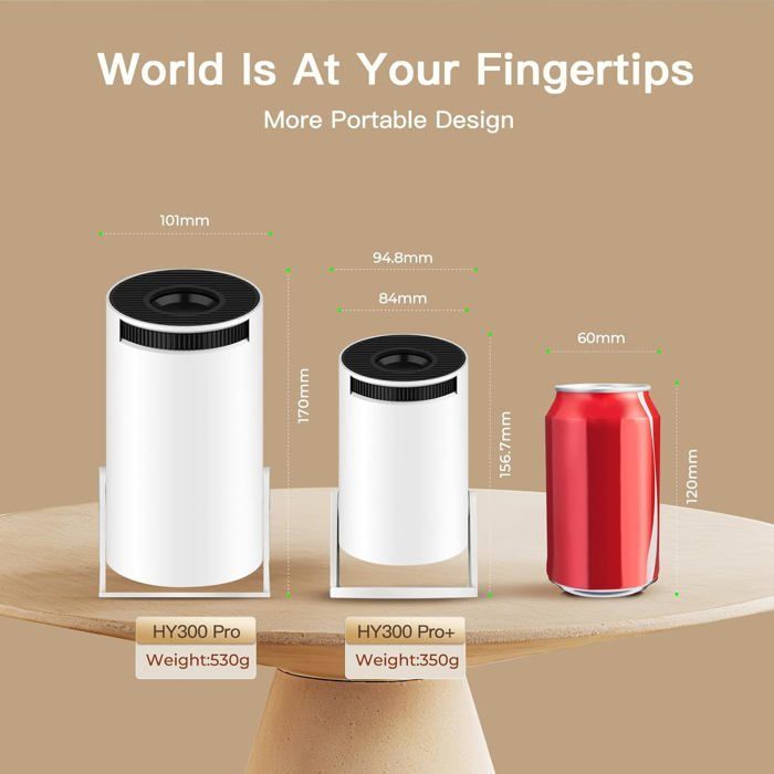 Draagbare videoprojector - ZOKKO - OptiBarrel 500 - Native resolutie 720p - Ondersteunt 1080p/4K - Wi-Fi 6 - Bluetooth 5.4