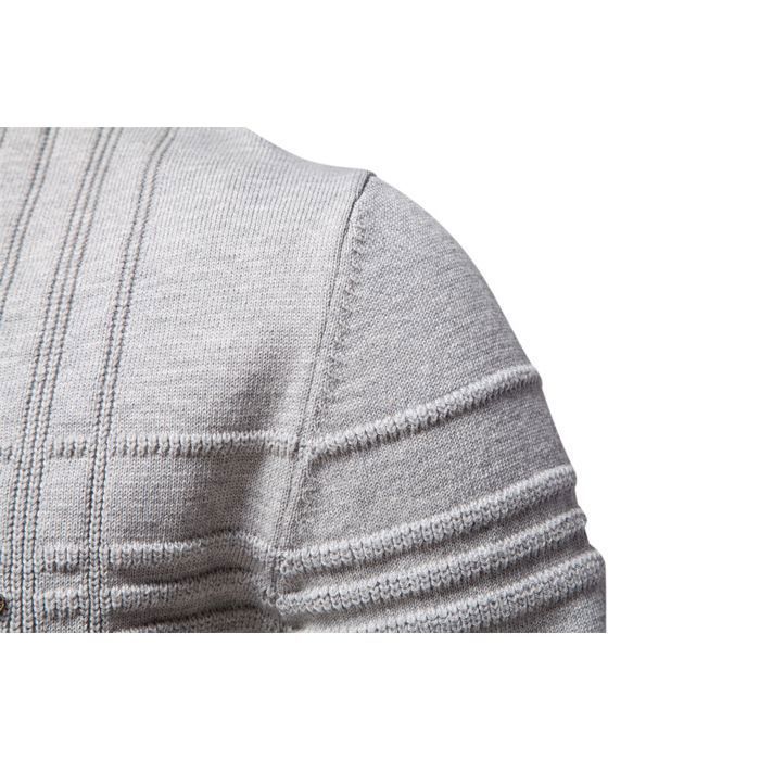 Maglione da uomo in cotone elasticizzato a girocollo, vestibilità slim, tinta unita - grigio