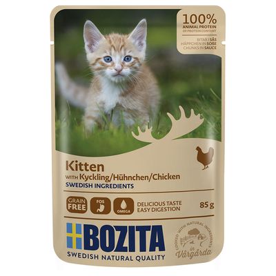 Bozita Bucăți de hrană pentru pisoi în pliculețe cu sos 12 x 85g