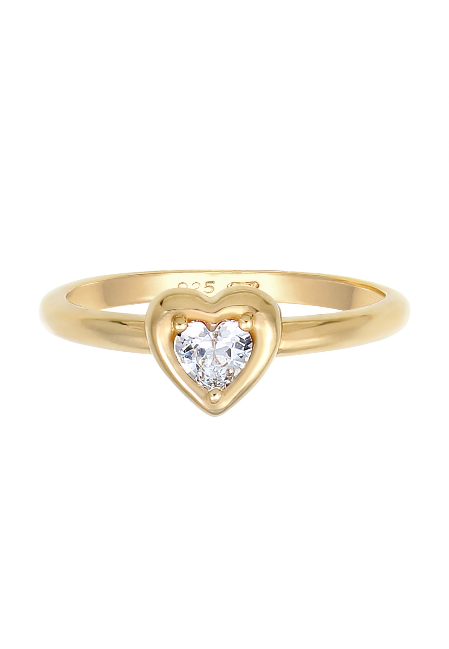 Elli Coeur Amour avec Cristaux de Zircone Bague Femme - (925/1000) Argent Plaqué Or