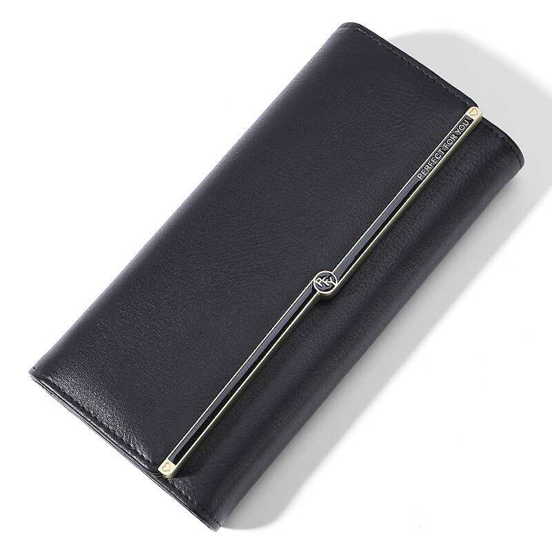 Portafoglio lungo da donna a tre ante di marca, in morbida pelle PU, borsetta da donna, porta carte, custodia per telefono, pochette da donna.