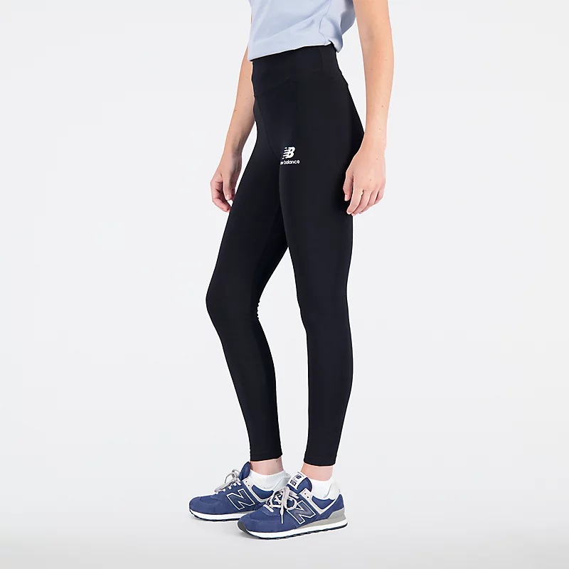 Calça Legging Feminina Stacked Essentials com Logo em Algodão - PRETA