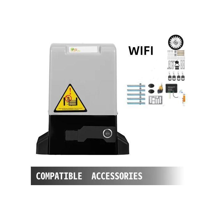 Kit de motorización para portón corredizo - Kit de apertura automática para portón corredizo con 4 mandos a distancia - 600 kg - Luz LED WIFI