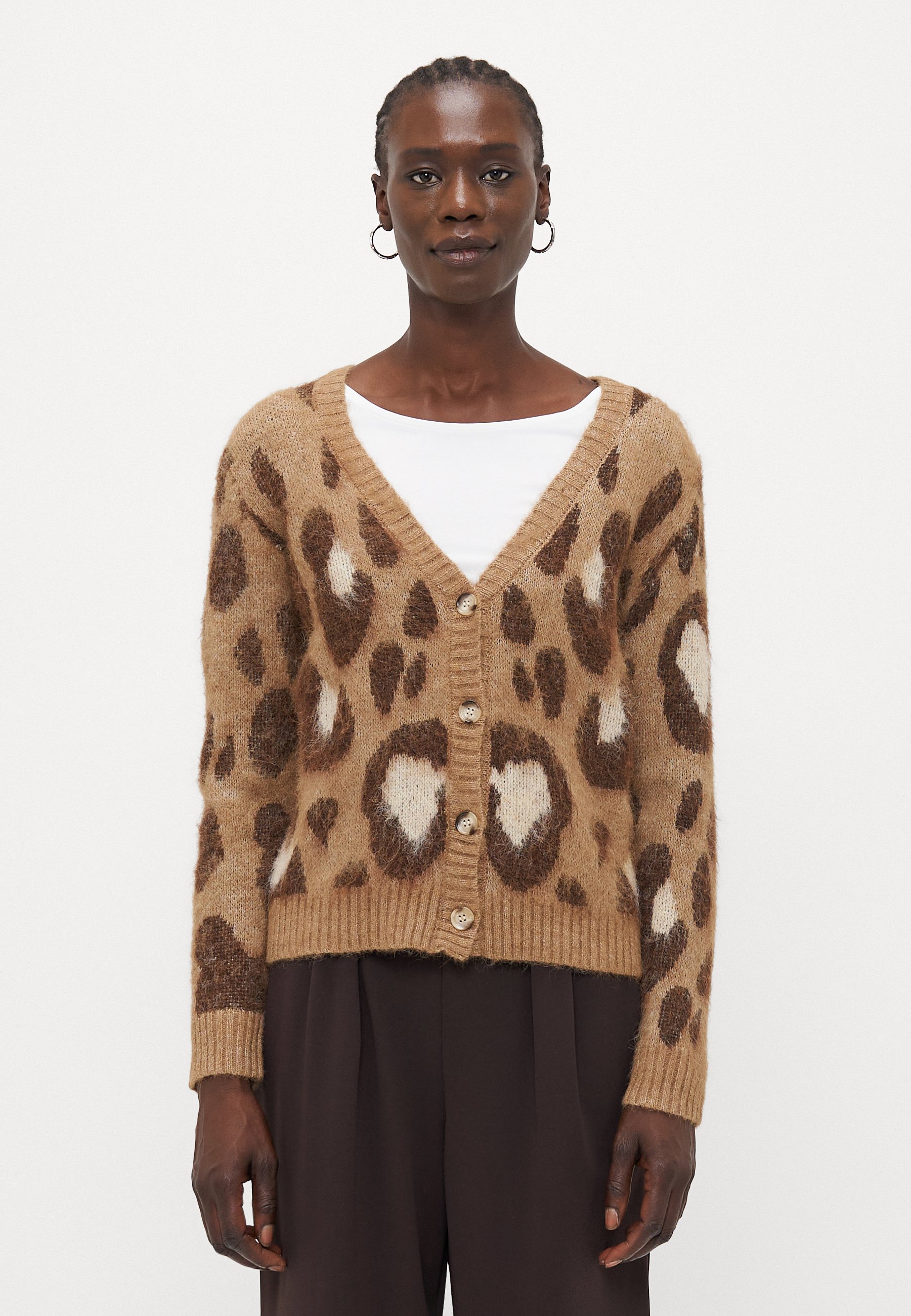 ONLY Tall ONLEDELIE LIFE V NECK - Cardigan - melange crema di cacao/castagna/biscoffi