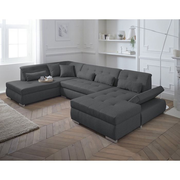 Vermont – Eck-Panoramasofa links – 7-Sitzer – XXL – Dunkelgrau