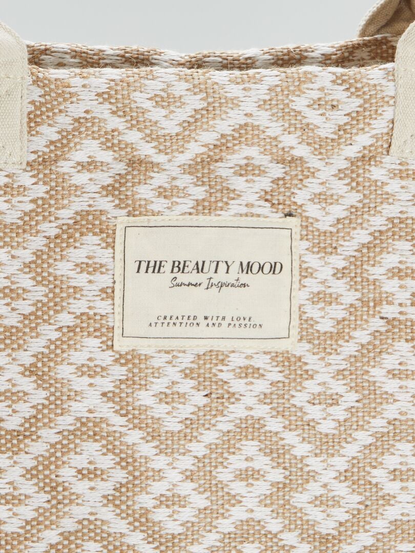 Boodschappentas met print - beige