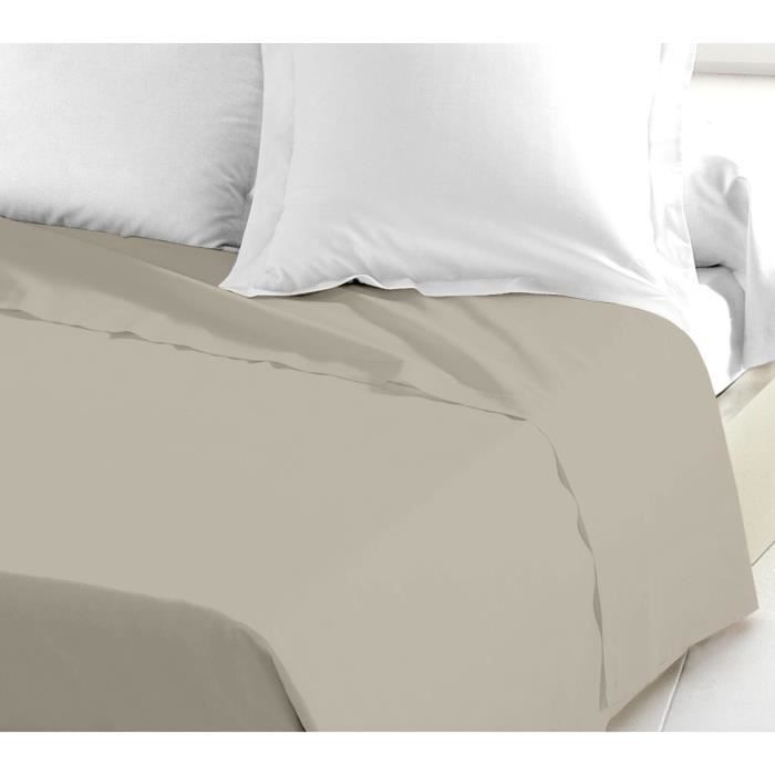 Sábana plana - HOME LINGE PASSION - HP72098 - 82 g microfibra - 180 x 290 cm - Beige marfil