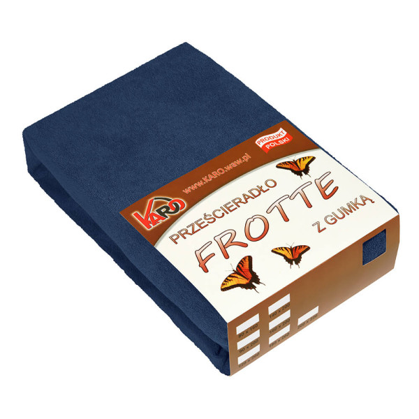 Prześcieradło frotte z gumką 160x200 granatowe KARO
