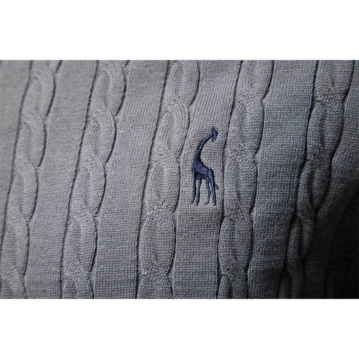 Jersey de hombre - LEOCLOTHO - Punto trenzado de algodón - Cálido y cómodo - Cuello redondo - Otoño/Invierno - Blanco