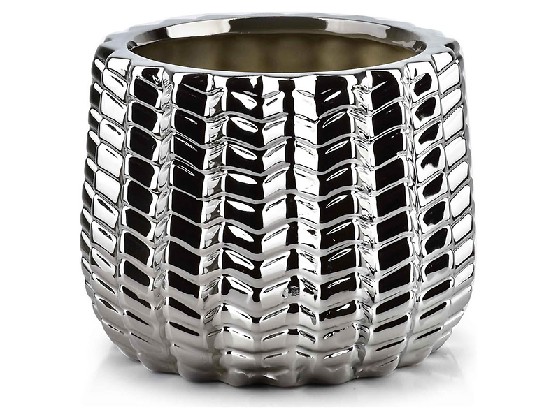 Osłonka na doniczkę Cactus ceramiczna srebrna