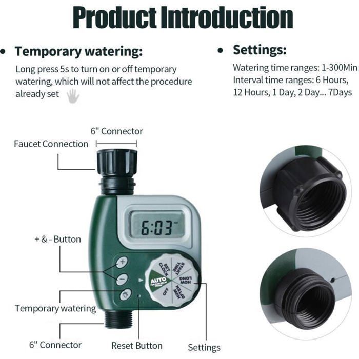Temporizador de riego automático, grifo de jardín LCD resistente al agua, etiqueta de riego para macizos de flores