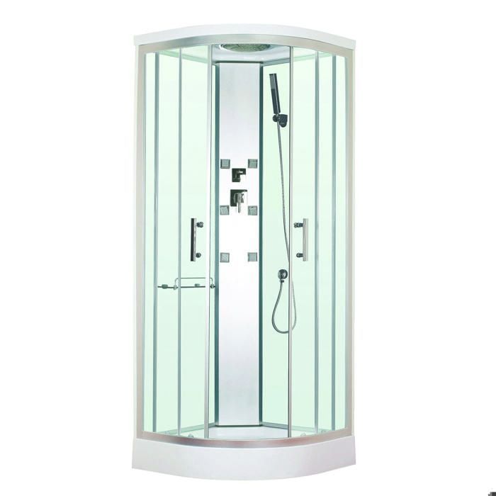 Cabina de ducha de hidromasaje ONDEE ZEN MERIDA - Puerta corredera - Cuarto de círculo de 80 cm
