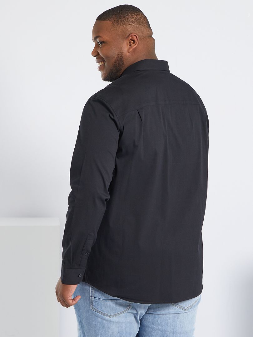 Stretch twill overhemd - zwart