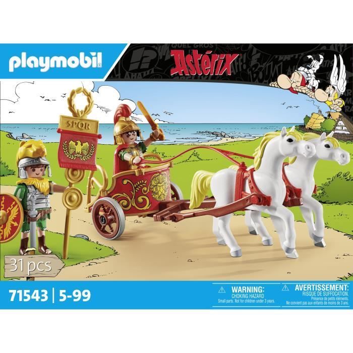 PLAYMOBIL 71543 Carro romano e cavalli, Asterix, personaggio dei fumetti, con 2 personaggi tra cui Bruto, 31 pezzi, età 5+